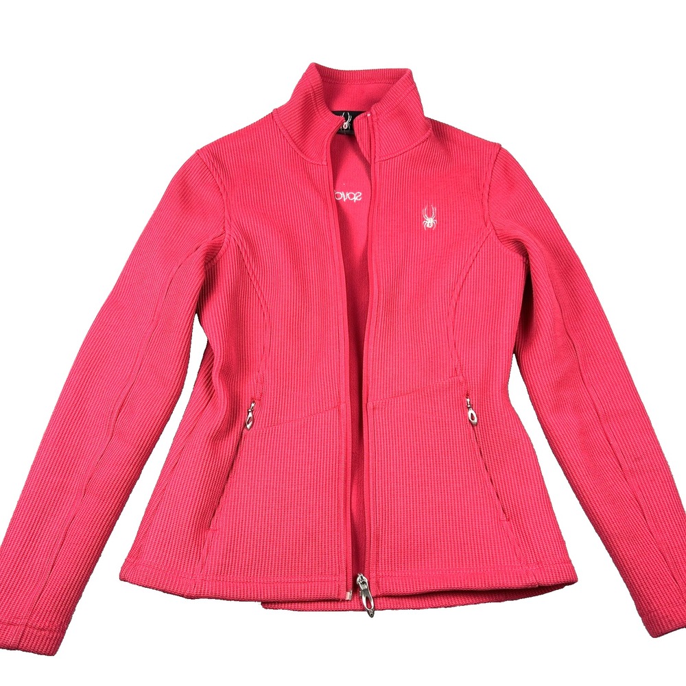 Spyder Sweater Womens Medium Pink Solid Core Gorpcore Full‎ Zip Mock Outdoor
